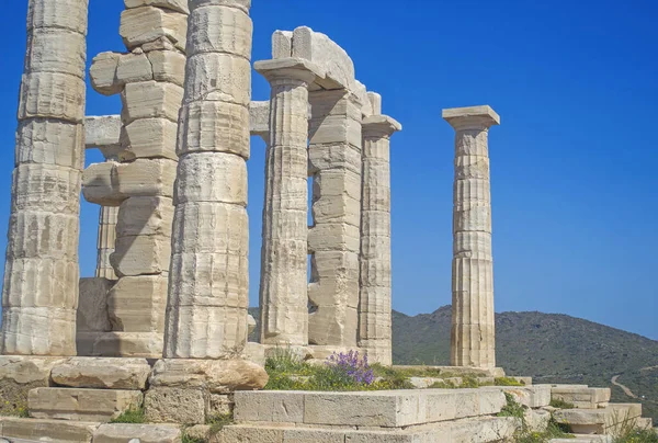 Templo Poseidón Cabo Sounion Ática Grecia — Foto de Stock