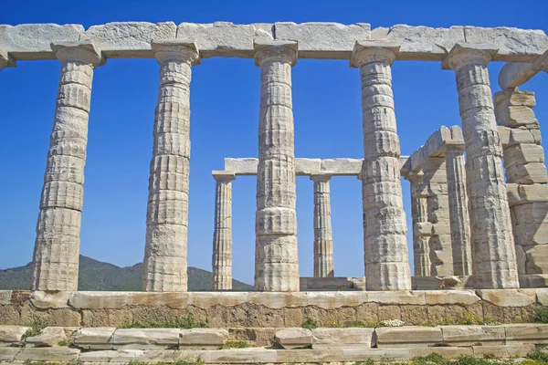 Templo Poseidón Cabo Sounion Ática Grecia — Foto de Stock