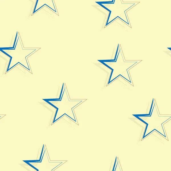 Hladký Vzor Modrými Hvězdami Žlutém Pozadí Vektoru — Stockový vektor