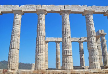 Cape Sounion Attica 'daki Poseidon Tapınağı