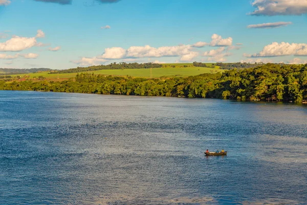 Drzewo nad rzeką brazylijski (Aka) 'Rio Grande', znajdujące się w Uberaba. Miasto i gmina w Brazylii, w stanie Minas Gerais — Zdjęcie stockowe