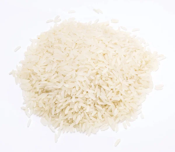 Surowy ryż na białym tle na białym tle — Zdjęcie stockowe