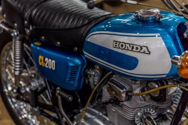 Barra Bonita, Brezilya - 17 Haziran 2017: Vintage Honda motosiklet ben