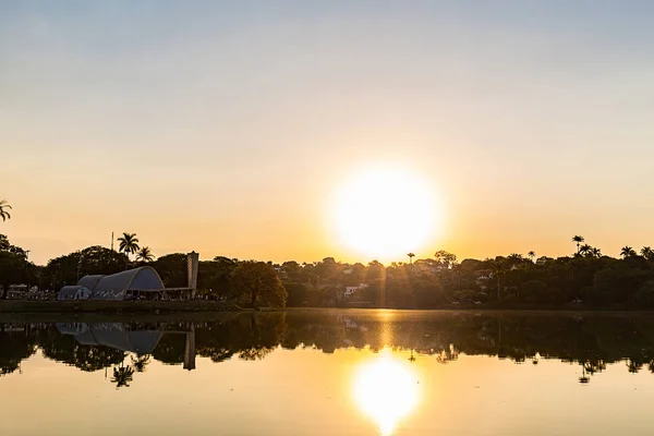 Belo Horizonte Minas Gerais Brasil Vista Del Lago Pampulha Atardecer —  Fotos de Stock