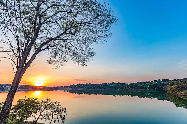 Belo Horizonte Minas Gerais Brazílie Pohled Jezero Pampulha Západu Slunce — Stock fotografie