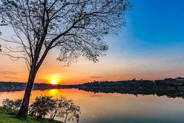 Belo Horizonte Minas Gerais Brazílie Pohled Jezero Pampulha Západu Slunce — Stock fotografie
