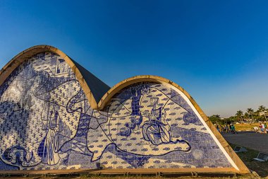 Belo Horizonte, Brezilya - 14, Ekim, 2017: Bir dış görünümü Assis, Saint Francis Kilisesi. Oscar Niemeyer, Aka Pampulha Kilisesi, Minas Gerais, Brezilya tarafından tasarlanan.