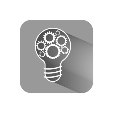 Elektrikli ampul simgesi. Lamba karikatür işareti ile. Yaratıcı bir fikir sembolü. Yuvarlatılmış dikdörtgen renkli düğmeler. Vektör