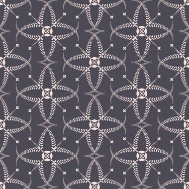 Din seamless modeli. Defne çelengi, dantel görünüm doku ile çapraz. Tören arka plan. Gri, bej renkli. Vektör