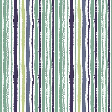 Kesintisiz çizgili desen. Dikey dar çizgiler. Yırtık kağıt, paçavra kenar doku. Gri, yeşil, beyaz renkli arka plan. Soğuk deniz Tema. Vektör