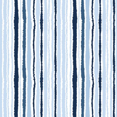 Kesintisiz çizgili desen. Dikey dar çizgiler. Yırtık kağıt, paçavra kenar doku. Gri, mavi, beyaz renkli arka plan. Soğuk deniz Tema. Vektör