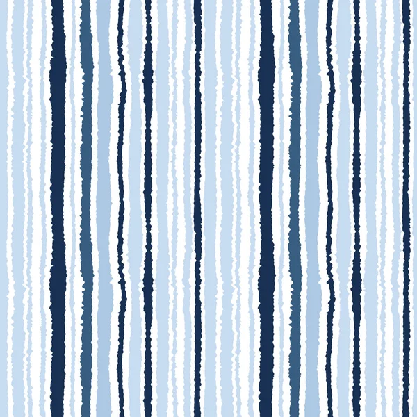 Seamless striped pattern. Vertical narrow lines. Torn paper, shred edge texture. Gray, blue, white colored background. Cold sea theme. Vector — Stock Vector