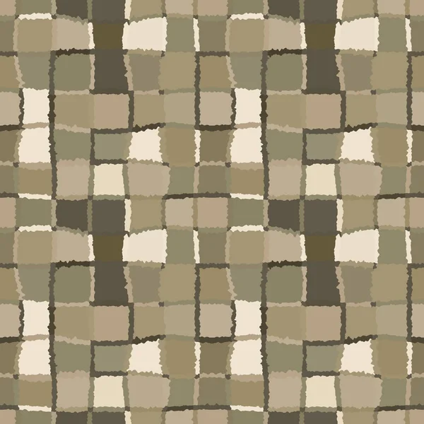 Padrão de mosaico geométrico sem costura verificado. Fundo de retângulos tecidos e quadrados. Patchwork, cerâmica, textura da telha. Cinza, cores verdes. Vetor — Vetor de Stock