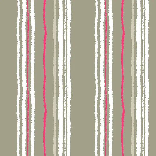 Modèle rayé sans couture. Lignes verticales étroites. Papier déchiré, texture de bord déchiqueté. Fond beige, blanc, rouge contrasté. Vecteur — Image vectorielle