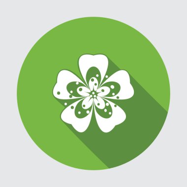 Çuha çiçeği çiçek simgeler. Bahar çiçekleri. Çiçek sembolü. Uzun gölge ile yuvarlak yeşil düz simgesi. Mutfağında kullanılan. İzole vektör.