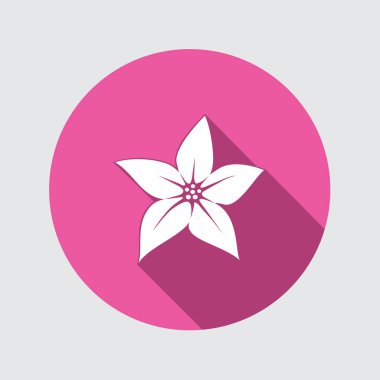 Lily çiçek simgesi. Çiçek sembolü. Yuvarlak daire düz işareti uzun gölge ile. Vektör