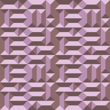 Kesintisiz geometrik mimari desen. Dışbükey metalik doku ile dikdörtgen ve kare piramitleri. Pembe kahverengi renkli arka plan. Vektör