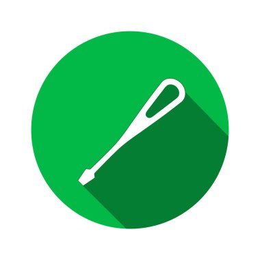 Aracı simgesi. Tornavida, turnscrew alet. Endüstriyel, sabitleme, destek donanım hizmeti sembolü. Beyaz yuvarlak yeşil düz butonuna imzala. Vektör