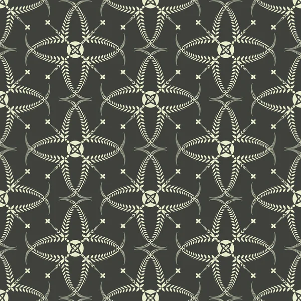 Din seamless modeli. Defne çelengi, dantel görünüm doku ile çapraz. Tören arka plan. Yeşil kontrast renkli. Vektör