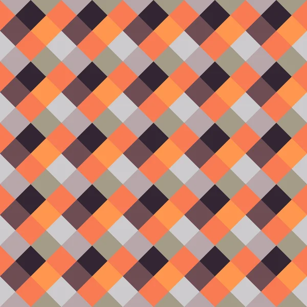 Nahtlose geometrische Karomuster. diagonal quadratisch, geflochten, gewebter Linienhintergrund. Patchwork, Raute, gestaffelte Struktur. orange, grau, braun. Winterthema. Vektor — Stockvektor