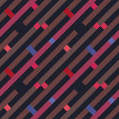 Kesintisiz geometrik çizgili desen. Doku Çapraz Şeritler, çizgiler ve dikdörtgenler. Brown, rosybrown, pastel renkli arka plan mavi. Labirent Tema. Vektör