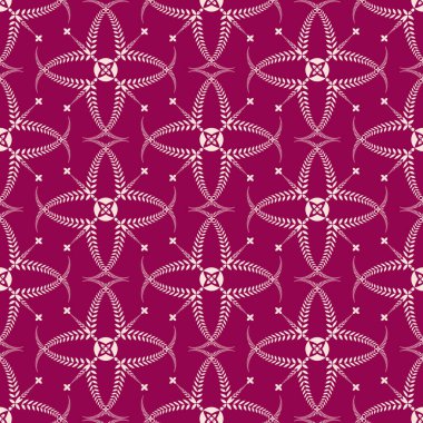 Din seamless modeli. Defne çelengi, dantel görünüm doku ile çapraz. Tören, cenaze arka plan. Stilize süs girdap. Beyaz, redviolet, vinous renkli. Vektör