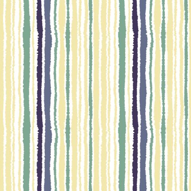 Sorunsuz şerit deseni. Dikey çizgiler yırtık kağıt etkisi ile. Kenar doku bile olmamalı. Beyaz zemin üzerine yeşil, gri, zeytin renkler. Vektör