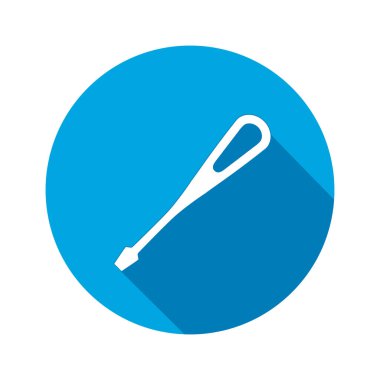 Aracı simgesi. Tornavida, turnscrew alet. Endüstriyel, sabitleme, destek donanım hizmeti sembolü. Beyaz yuvarlak düz butonuna imzala. Vektör