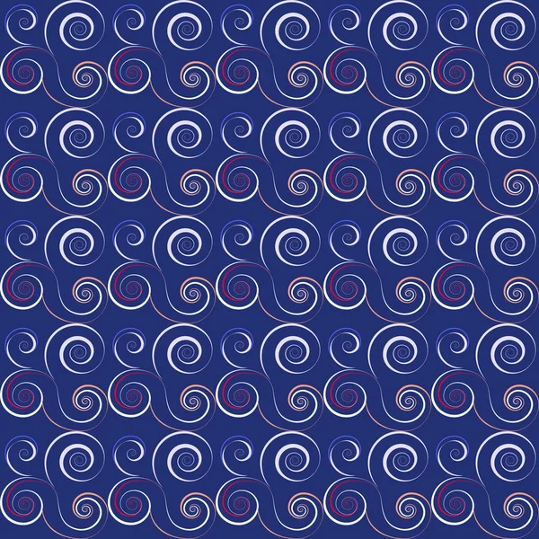 Nahtloses florales Spiralmuster. Verwirbelungslinien. Abstraktes Ornament auf hellem Hintergrund verdrehen. lila, grau, weiße Farben. Vektorillustration — Stockvektor