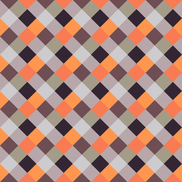 Seamless geometrik kontrol modeli. Çapraz kare, örgü, dokuma satır arkaplanı. Patchwork, rhombus, sendeleyerek doku. Turuncu, kahverengi, gri renkler. Kış Tema. Vektör