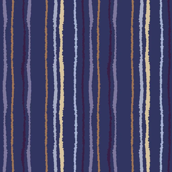Sömlös strip mönster. Vertikala linjer med pappersrevor effekt. Strimla kanten textur. Blå, brun, grädde lila färgad bakgrund. Vektor — Stock vektor