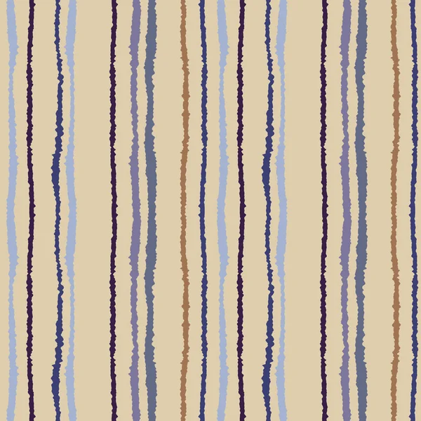 Nahtloses Streifenmuster. vertikale Linien mit zerrissenem Papiereffekt. Schredder-Textur. beige, lila, grauer Hintergrund. Vektor — Stockvektor