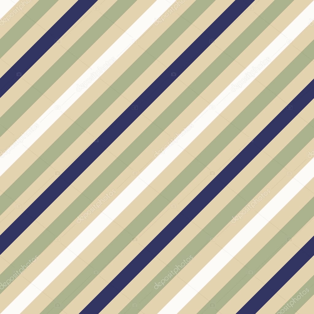 Seamless geometric pattern. Stripy texture for neck tie. Diagonal soft, contrast strips on background. Olive, cream, white and dark blue colors. Vector