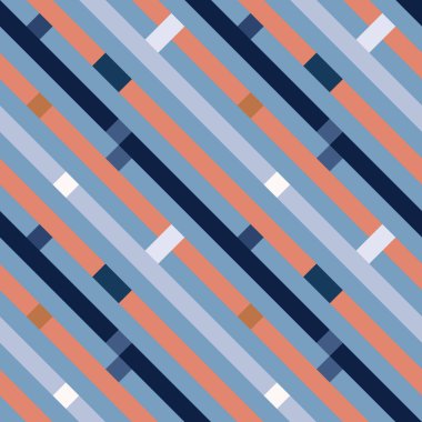 Kesintisiz geometrik çizgili desen. Doku Çapraz Şeritler, satırları. Mavi, turuncu, Gri çizgili arka plan üzerinde dikdörtgenler. Vektör
