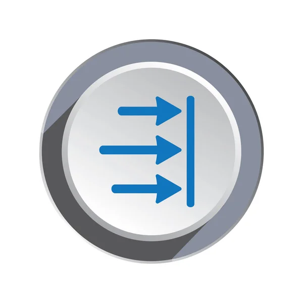 Seta para o ícone da direita. Mova-se, sinal de cursor de direção. Guia, símbolo de limite de tempo. Azul ponteiros silhueta no botão tridimensional redondo. Vetor — Vetor de Stock