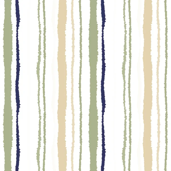 Naadloze strip patroon. Verticale lijnen met gescheurd papier effect. Het patroon van de rand van het stukje. Groen, beige, wit zacht gekleurde achtergrond. Winter-thema. Vector — Stockvector