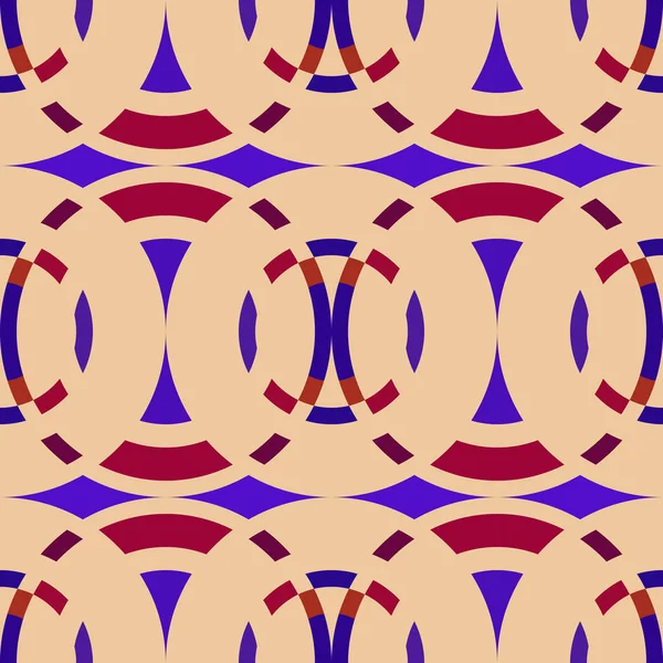 Seamless geometric abstract pattern. Rombus, circle view braiding figure texture. Violet, dark red, bisque colored background. Vector — Stock Illustration Seamless geometric abstract pattern. Rombus, circle view braiding figure texture. Violet, dark red, bisque colored background. Vector Stock Illustration