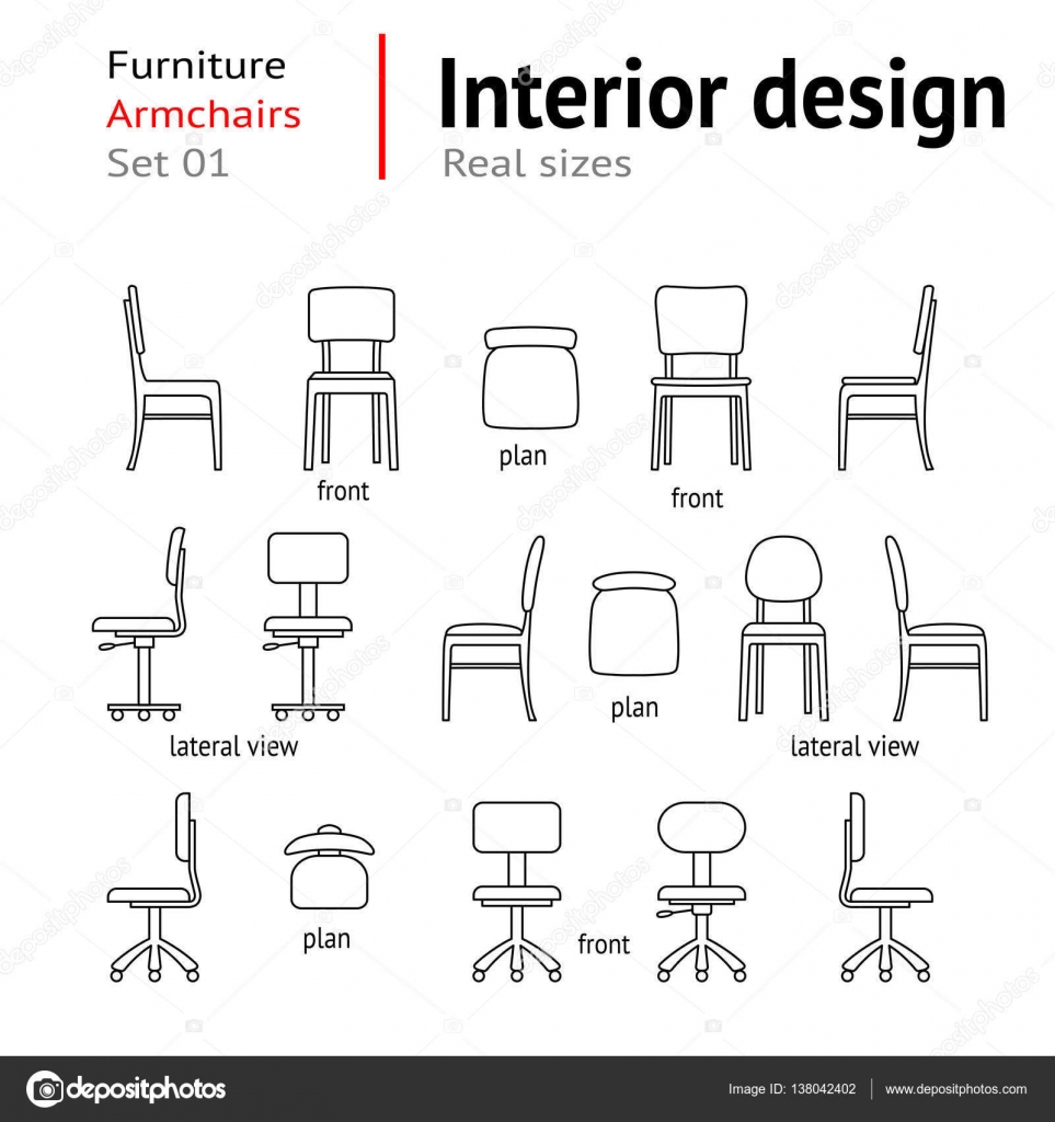 Architecturale dunne lijn pictogrammen instellen. Meubilair. Zetels