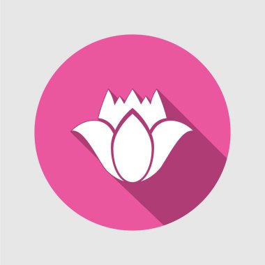 Lale çiçek simgeler. Çiçek sembolü. Yuvarlak daire uzun gölge ile düz simgesi. Vektör