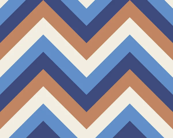 Rayé, zigzaguant motif sans couture. Texture de ligne Zig-zag. Fond géométrique rayé. Bleu, blanc, orange contrasté. Vecteur — Image vectorielle