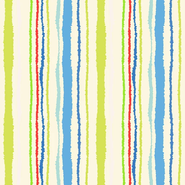 Бесшовный рисунок полосы. Вертикальные линии с порванным бумажным эффектом. Измельчить текстуру края. Белый, синий, оливковый, красный фон. Весенняя тема. Вектор — стоковый вектор
