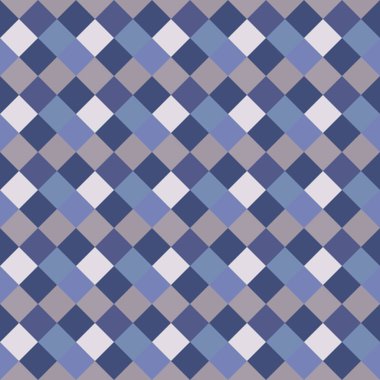 Seamless geometrik kontrol modeli. Çapraz kare dokuma satır arkaplanı. Rhombus, patchwork doku. Pastel renkli mavi, gri, beyaz. Vektör