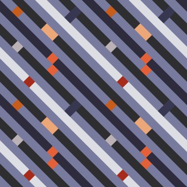 Kesintisiz geometrik çizgili desen. Doku Çapraz Şeritler, satırları. Dikdörtgenler turuncu, mavi, Gri çizgili arka plan üzerinde. Vektör