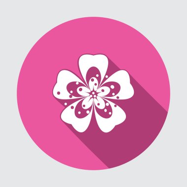 Çuha çiçeği çiçek simgeler. Bahar çiçekleri. Çiçek sembolü. Uzun gölge ile yuvarlak mavi düz simgesi. Mutfağında kullanılan. İzole vektör.