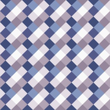 Seamless geometrik kontrol modeli. Çapraz kare dokuma satır arkaplanı. Rhombus, patchwork doku. Pastel renkli mavi, gri, beyaz. Vektör