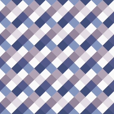 Seamless geometrik kontrol modeli. Çapraz kare dokuma satır arkaplanı. Rhombus, patchwork doku. Pastel renkli mavi, gri, beyaz. Vektör