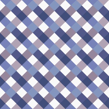 Seamless geometrik kontrol modeli. Çapraz kare dokuma satır arkaplanı. Rhombus, patchwork doku. Pastel renkli mavi, gri, beyaz. Vektör