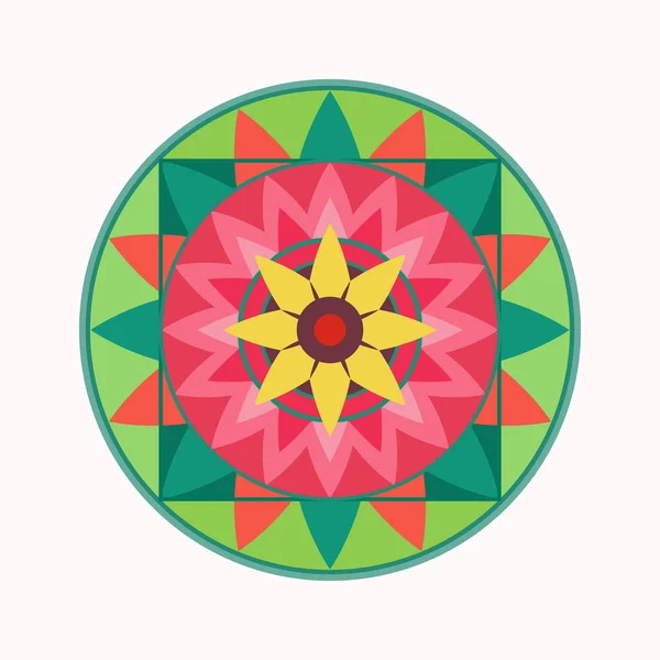 Ikona Tatuaż Mandali Geometryczne Okrągły Ornament Stylizowane Harmonia Szczęścia Symbol — Wektor stockowy