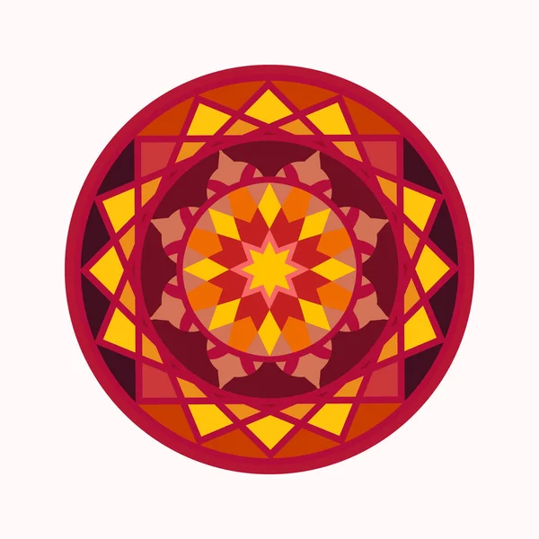 Icône Couleur Mandala Tatouage Ornement Géométrique Rond Stylisé Harmonie Chance — Image vectorielle