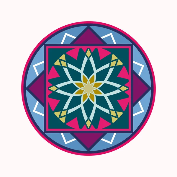 Εικόνα Τατουάζ Mandala Γεωμετρικό Στρογγυλό Διακοσμητικό Αρμονία Τύχη Σύμβολο Του — Διανυσματικό Αρχείο